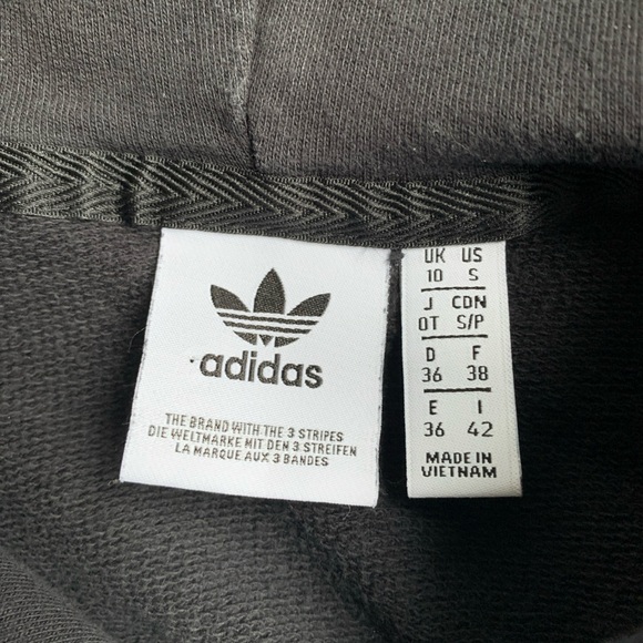 Adidas cropped rhinestones women’s small black hoodie sweatshirt - Picture 3 of 5